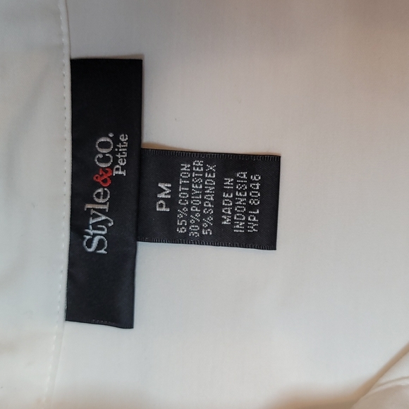 NEW STYLE & CO WHITE HI-LO BACK BUTTON LONG SLEEVE BUTTON UP BLOUSE - Picture 14 of 15